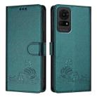 For TCL 50 LE 5G Cat Rat Embossed Pattern RFID Leather Phone Case with Lanyard(Peacock Green) - 2