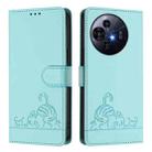 For TCL 50 Pro NxtPaper Cat Rat Embossed Pattern RFID Leather Phone Case with Lanyard(Mint Green) - 2