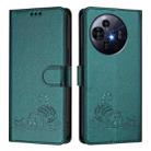 For TCL 50 Pro NxtPaper Cat Rat Embossed Pattern RFID Leather Phone Case with Lanyard(Peacock Green) - 1