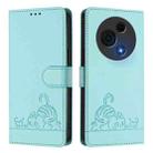 For TCL 60 NxtPaper Cat Rat Embossed Pattern RFID Leather Phone Case with Lanyard(Mint Green) - 2
