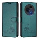For TCL 60 NxtPaper Cat Rat Embossed Pattern RFID Leather Phone Case with Lanyard(Peacock Green) - 2