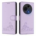 For TCL 60 NxtPaper Cat Rat Embossed Pattern RFID Leather Phone Case with Lanyard(Purple) - 2