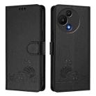 For TCL 60 SE NxtPaper / 605 Cat Rat Embossed Pattern RFID Leather Phone Case with Lanyard(Black) - 2