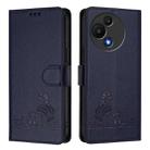 For TCL 60 SE NxtPaper / 605 Cat Rat Embossed Pattern RFID Leather Phone Case with Lanyard(Blue) - 2