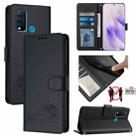 For vivo Y30 4G Global  Cat Rat Embossed Pattern RFID Leather Phone Case with Lanyard(Black) - 1