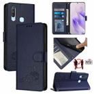 For vivo Y17 / Y15 / Y12 / Y11 Cat Rat Embossed Pattern RFID Leather Phone Case with Lanyard(Blue) - 1