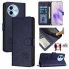 For vivo Y38 5G Cat Rat Embossed Pattern RFID Leather Phone Case with Lanyard(Blue) - 1