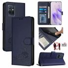 For vivo Y55 5G Global Cat Rat Embossed Pattern RFID Leather Phone Case with Lanyard(Blue) - 1