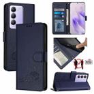 For vivo Y100 5G IDN Cat Rat Embossed Pattern RFID Leather Phone Case with Lanyard(Blue) - 1