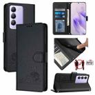 For vivo Y200E 5G Global Cat Rat Embossed Pattern RFID Leather Phone Case with Lanyard(Black) - 1