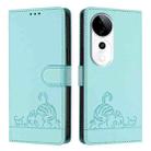 For vivo S19 Pro Cat Rat Embossed Pattern RFID Leather Phone Case with Lanyard(Mint Green) - 2