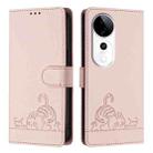 For vivo S19 Pro Cat Rat Embossed Pattern RFID Leather Phone Case with Lanyard(Pink) - 2