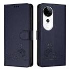 For vivo S19 Pro Cat Rat Embossed Pattern RFID Leather Phone Case with Lanyard(Blue) - 2