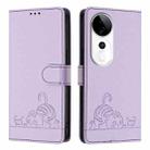 For vivo S19 Pro Cat Rat Embossed Pattern RFID Leather Phone Case with Lanyard(Purple) - 2