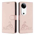 For vivo S19 Cat Rat Embossed Pattern RFID Leather Phone Case with Lanyard(Pink) - 2