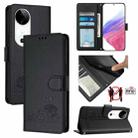 For vivo S19 Cat Rat Embossed Pattern RFID Leather Phone Case with Lanyard(Black) - 1