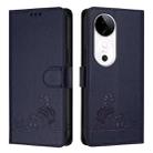 For vivo S19 Cat Rat Embossed Pattern RFID Leather Phone Case with Lanyard(Blue) - 2