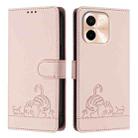 For vivo Y28 4G Cat Rat Embossed Pattern RFID Leather Phone Case with Lanyard(Pink) - 2