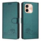 For vivo Y28 4G Cat Rat Embossed Pattern RFID Leather Phone Case with Lanyard(Peacock Green) - 2