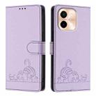 For vivo Y28 4G Cat Rat Embossed Pattern RFID Leather Phone Case with Lanyard(Purple) - 2