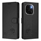 For vivo iQOO Z9s Pro 5G India Cat Rat Embossed Pattern RFID Leather Phone Case with Lanyard(Black) - 2