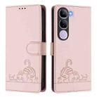 For vivo V40 Lite 5G IDN Cat Rat Embossed Pattern RFID Leather Phone Case with Lanyard(Pink) - 2