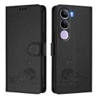 For vivo V40 Lite 5G IDN Cat Rat Embossed Pattern RFID Leather Phone Case with Lanyard(Black) - 2