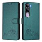 For vivo V40 Lite 5G IDN Cat Rat Embossed Pattern RFID Leather Phone Case with Lanyard(Peacock Green) - 2
