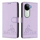 For vivo V40e 5G India Cat Rat Embossed Pattern RFID Leather Phone Case with Lanyard(Purple) - 2