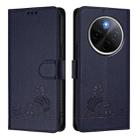 For vivo Y300 Pro Cat Rat Embossed Pattern RFID Leather Phone Case with Lanyard(Blue) - 2