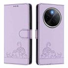 For vivo Y300 Pro Cat Rat Embossed Pattern RFID Leather Phone Case with Lanyard(Purple) - 2