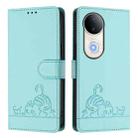 For vivo S20 5G Cat Rat Embossed Pattern RFID Leather Phone Case with Lanyard(Mint Green) - 2