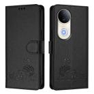 For vivo S20 5G Cat Rat Embossed Pattern RFID Leather Phone Case with Lanyard(Black) - 2