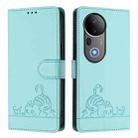 For vivo S20 Pro 5G Cat Rat Embossed Pattern RFID Leather Phone Case with Lanyard(Mint Green) - 2