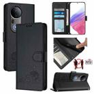 For vivo S20 Pro 5G Cat Rat Embossed Pattern RFID Leather Phone Case with Lanyard(Black) - 1