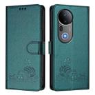 For vivo S20 Pro 5G Cat Rat Embossed Pattern RFID Leather Phone Case with Lanyard(Peacock Green) - 2