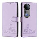 For vivo S20 Pro 5G Cat Rat Embossed Pattern RFID Leather Phone Case with Lanyard(Purple) - 2