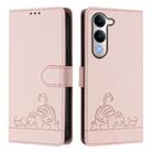 For vivo Y29S 5G / Y04 4G Global Cat Rat Embossed Pattern RFID Leather Phone Case with Lanyard(Pink) - 2
