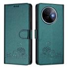 For vivo Y39 5G Global Cat Rat Embossed Pattern RFID Leather Phone Case with Lanyard(Peacock Green) - 2