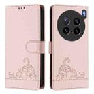 For vivo X200s 5G Cat Rat Embossed Pattern RFID Leather Phone Case with Lanyard(Pink) - 2