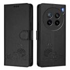 For vivo X200s 5G Cat Rat Embossed Pattern RFID Leather Phone Case with Lanyard(Black) - 2