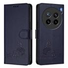 For vivo X200s 5G Cat Rat Embossed Pattern RFID Leather Phone Case with Lanyard(Blue) - 2