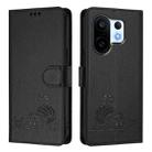 For vivo S30 Pro mini Cat Rat Embossed Pattern RFID Leather Phone Case with Lanyard(Black) - 2