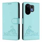 For vivo S30 Cat Rat Embossed Pattern RFID Leather Phone Case with Lanyard(Mint Green) - 2