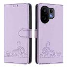 For vivo S30 Cat Rat Embossed Pattern RFID Leather Phone Case with Lanyard(Purple) - 2