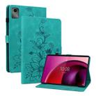 For Lenovo Tab M11/Xiaoxin Pad 11 2024 Lily Embossed Leather Tablet Case(Green) - 1