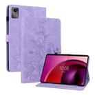 For Lenovo Tab M11/Xiaoxin Pad 11 2024 Lily Embossed Leather Tablet Case(Purple) - 1