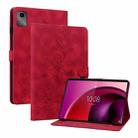 For Lenovo Tab M11/Xiaoxin Pad 11 2024 Lily Embossed Leather Tablet Case(Red) - 1