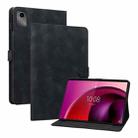 For Lenovo Tab M11/Xiaoxin Pad 11 2024 Lily Embossed Leather Tablet Case(Black) - 1