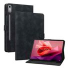 For Lenovo Tab P12 12.7 Lily Embossed Leather Tablet Case(Black) - 1